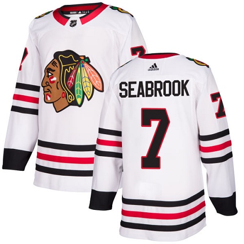Adidas Men Chicago Blackhawks #7 Brent Seabrook White Road Authentic Stitched NHL Jersey->chicago blackhawks->NHL Jersey